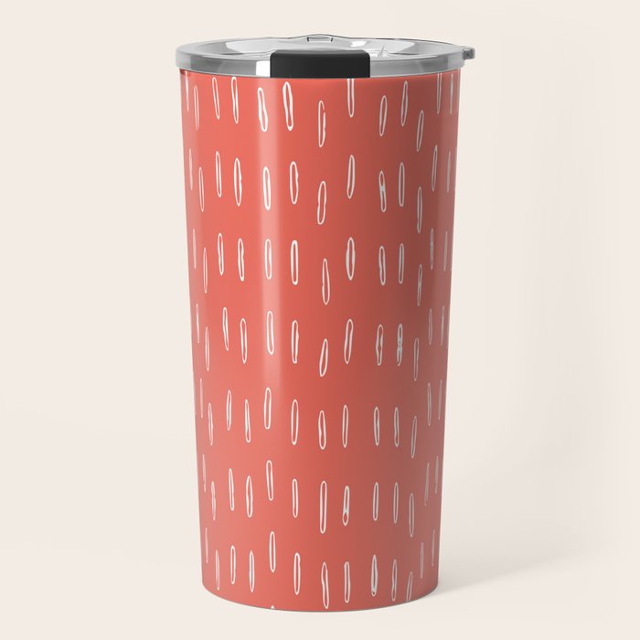 Boho, Raindrop, Mudcloth, Coral Travel Mug Gallery Image 1