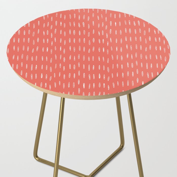 Boho, Raindrop, Mudcloth, Coral Side Table Gallery Image 2