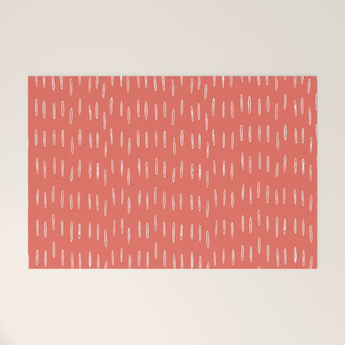 Boho, Raindrop, Mudcloth, Coral Welcome Mat Gallery Image 1