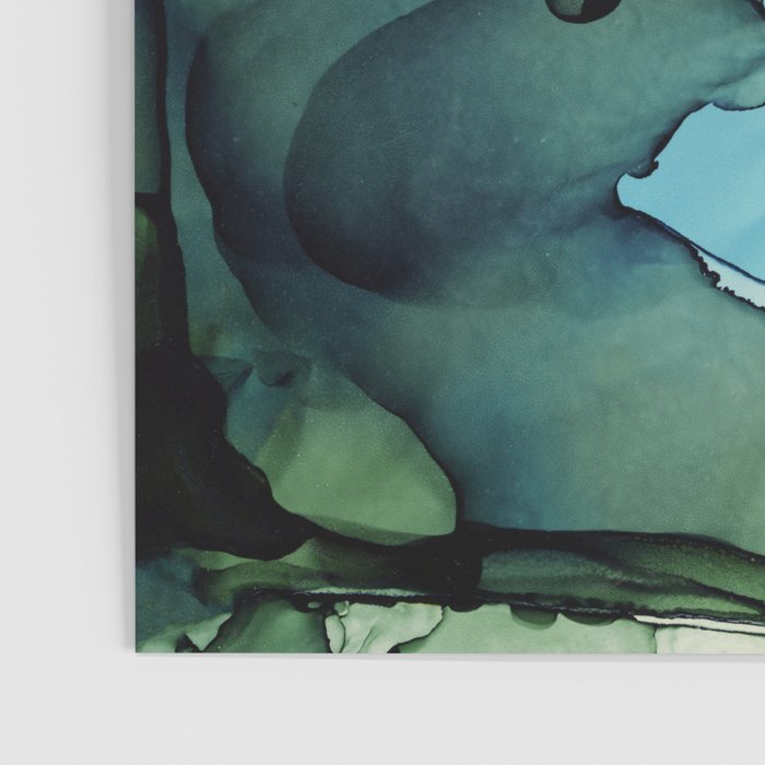 Land and Water Abstract Ink Painting Blues and Greens Poster Gallery Image 3