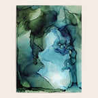 Land and Water Abstract Ink Painting Blues and Greens Poster Gallery Image 4