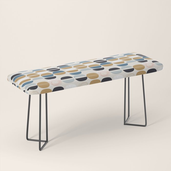 Mid century geometric pattern Bench Gallery Image 1