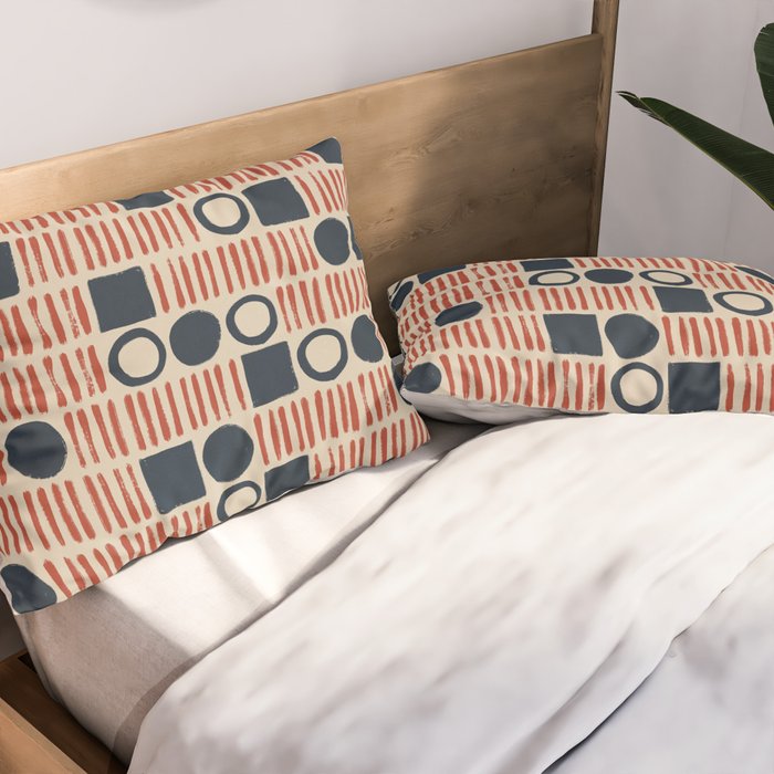 Red & Blue Hand-drawn Pattern #1 Pillow Sham Gallery Image 2