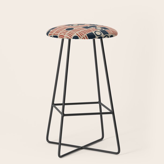 Red & Blue Hand-drawn Pattern #1 Stool Gallery Image 1