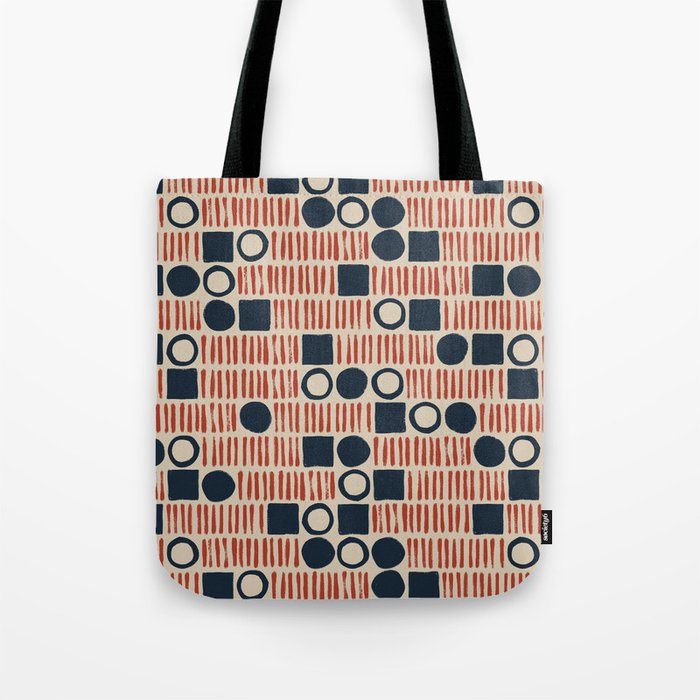 Red & Blue Hand-drawn Pattern #1 Tote Bag Gallery Image 1