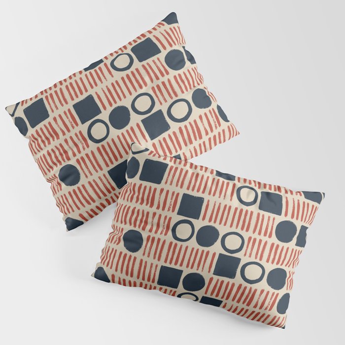 Red & Blue Hand-drawn Pattern #1 Pillow Sham Gallery Image 1