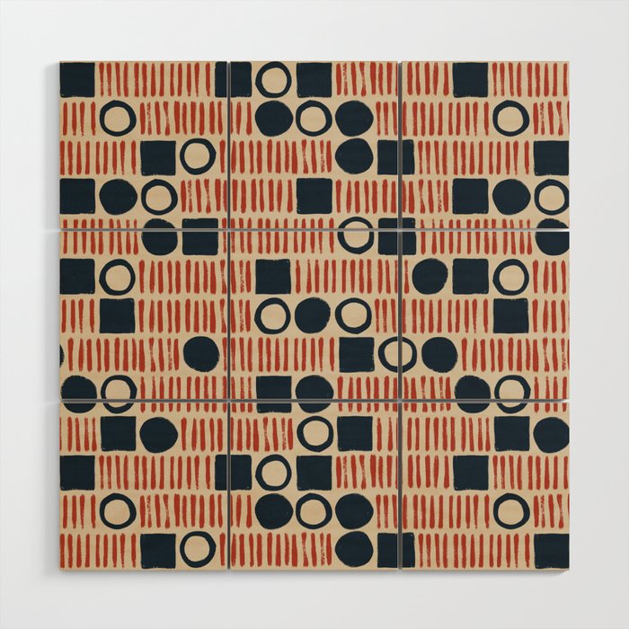 Red & Blue Hand-drawn Pattern #1 Wood Wall Art Gallery Image 1