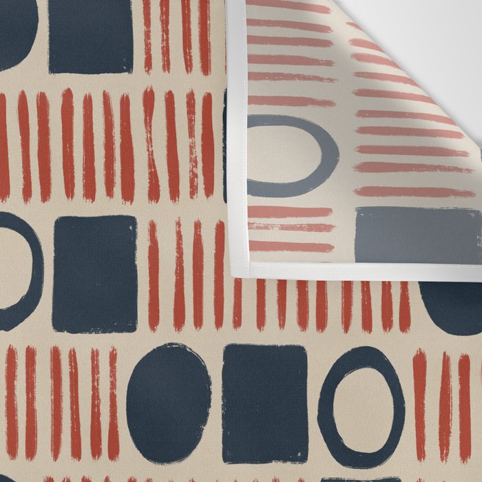 Red & Blue Hand-drawn Pattern #1 Wall Tapestry Gallery Image 3