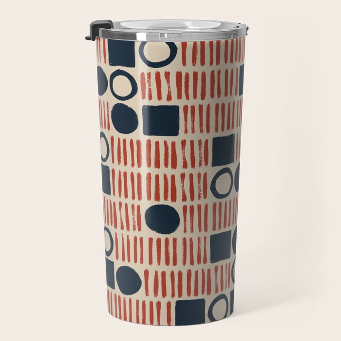 Red & Blue Hand-drawn Pattern #1 Travel Mug Gallery Image 3