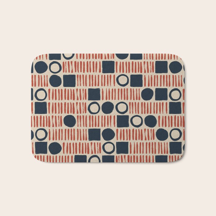 Red & Blue Hand-drawn Pattern #1 Bath Mat Gallery Image 1