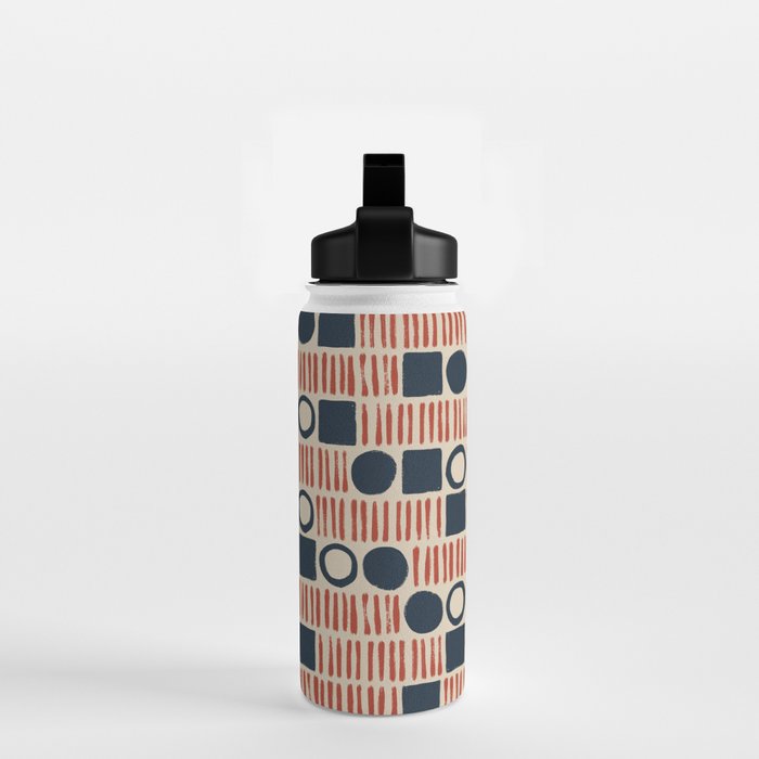 Red & Blue Hand-drawn Pattern #1 Water Bottle Gallery Image 2