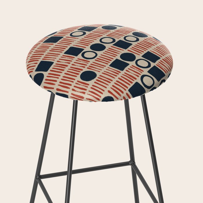 Red & Blue Hand-drawn Pattern #1 Stool Gallery Image 2