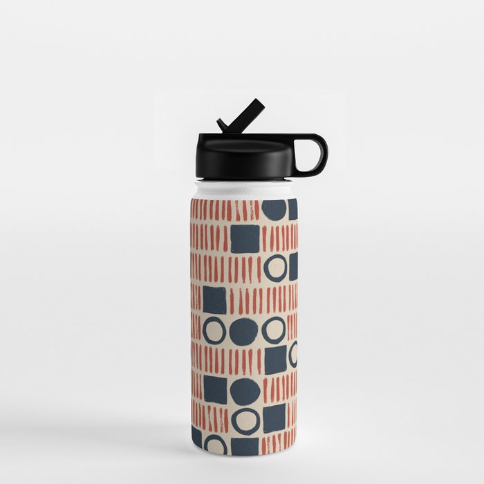 Red & Blue Hand-drawn Pattern #1 Water Bottle Gallery Image 1