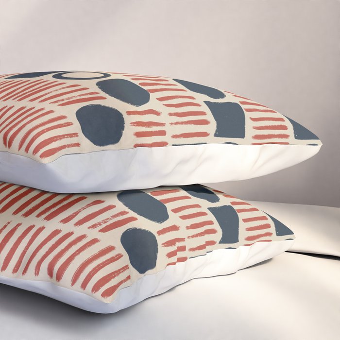 Red & Blue Hand-drawn Pattern #1 Pillow Sham Gallery Image 3
