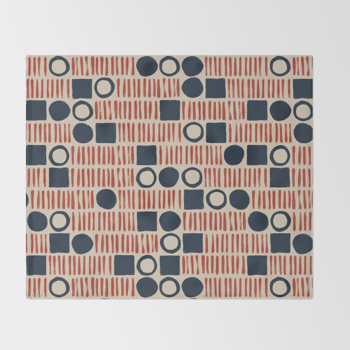 Red & Blue Hand-drawn Pattern #1 Throw Blanket Gallery Image 2