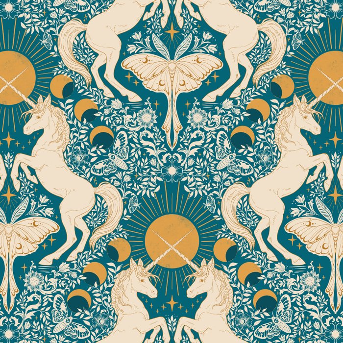 Celestial Unicorns In Turquoise and Gold Coffee Mug Gallery Image 2