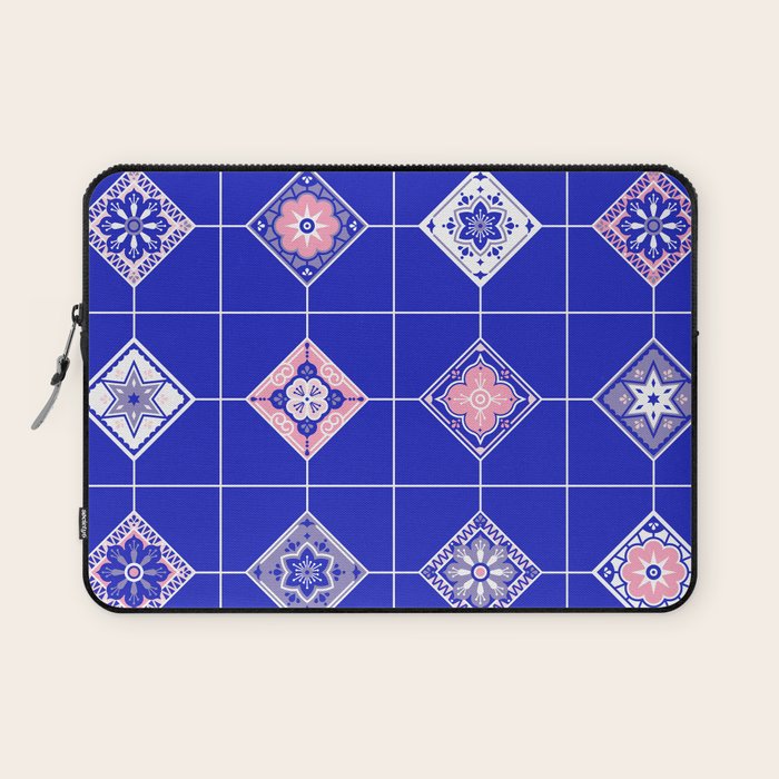 Talavera Mexican Tile - Pink & Periwinkle Palette Laptop Sleeve Gallery Image 1
