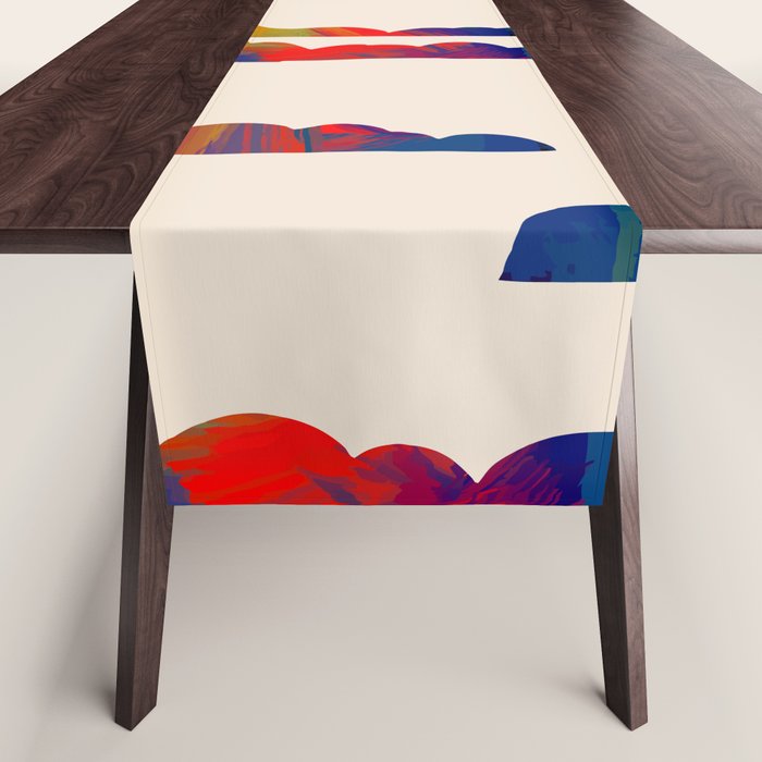 Totem Clouds, Colorful Sky Vibrant Eclectic Bohemian, Abstract Positivity Good Vibes Boho Contemporary Modern Painting Table Runner Gallery Image 1