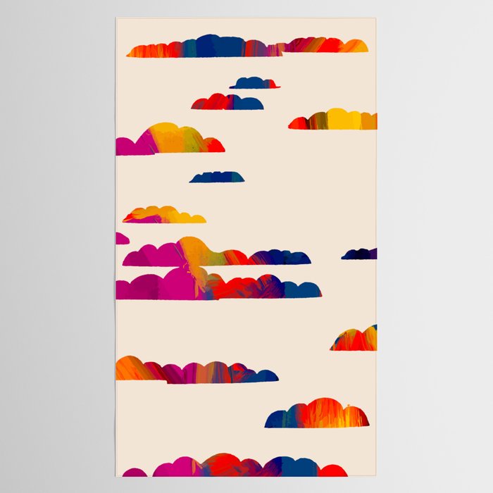 Totem Clouds, Colorful Sky Vibrant Eclectic Bohemian, Abstract Positivity Good Vibes Boho Contemporary Modern Painting Tablecloth Gallery Image 2