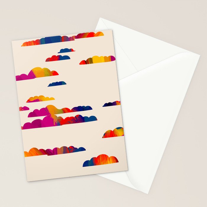 Totem Clouds, Colorful Sky Vibrant Eclectic Bohemian, Abstract Positivity Good Vibes Boho Contemporary Modern Painting Stationery Card Gallery Image 2