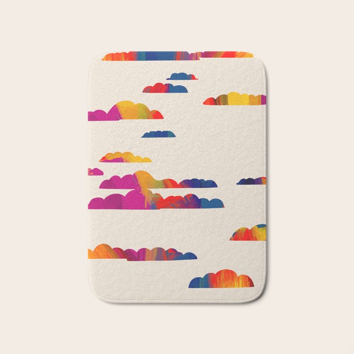 Totem Clouds, Colorful Sky Vibrant Eclectic Bohemian, Abstract Positivity Good Vibes Boho Contemporary Modern Painting Bath Mat Gallery Image 1