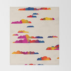Totem Clouds, Colorful Sky Vibrant Eclectic Bohemian, Abstract Positivity Good Vibes Boho Contemporary Modern Painting Throw Blanket Gallery Image 2