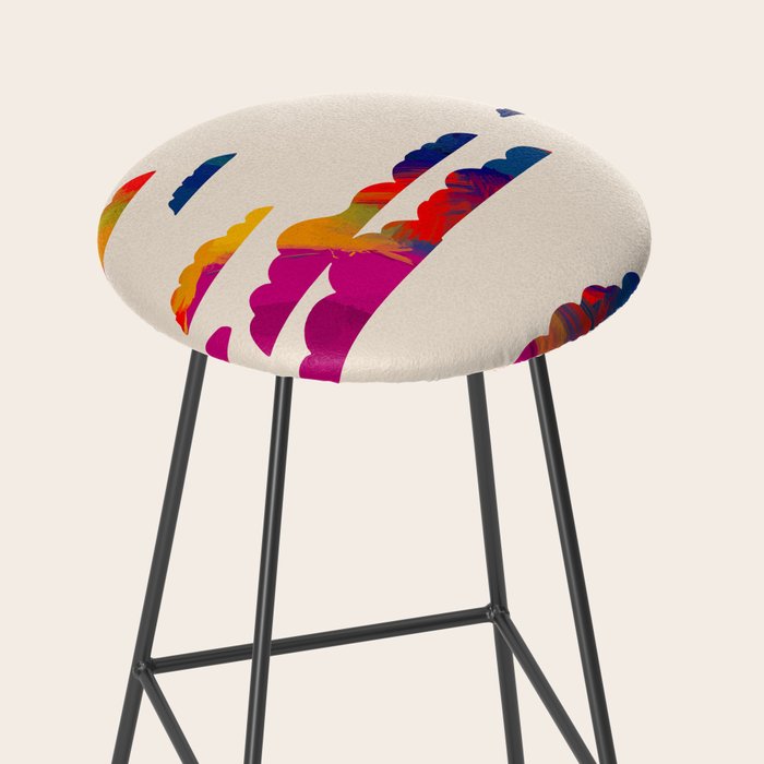 Totem Clouds, Colorful Sky Vibrant Eclectic Bohemian, Abstract Positivity Good Vibes Boho Contemporary Modern Painting Stool Gallery Image 2
