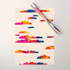 Totem Clouds, Colorful Sky Vibrant Eclectic Bohemian, Abstract Positivity Good Vibes Boho Contemporary Modern Painting Wrapping Paper Gallery Image 1
