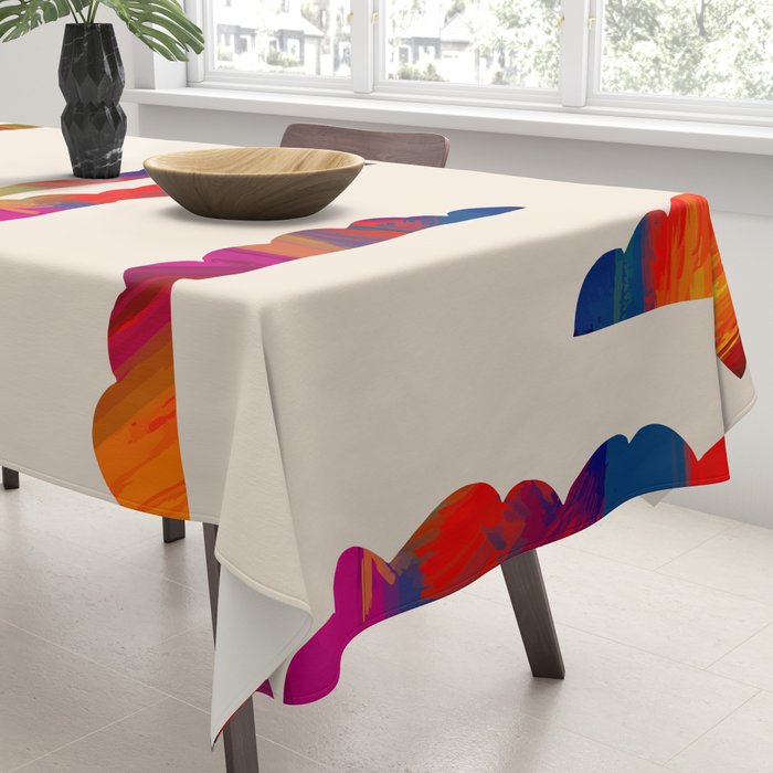 Totem Clouds, Colorful Sky Vibrant Eclectic Bohemian, Abstract Positivity Good Vibes Boho Contemporary Modern Painting Tablecloth Gallery Image 3