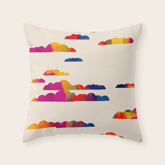 Totem Clouds, Colorful Sky Vibrant Eclectic Bohemian, Abstract Positivity Good Vibes Boho Contemporary Modern Painting Throw Pillow Gallery Image 6
