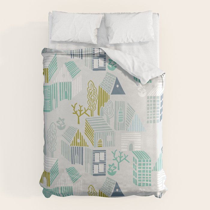 bonjour ma vie; City life collection, soft grey  Duvet Cover Gallery Image 6
