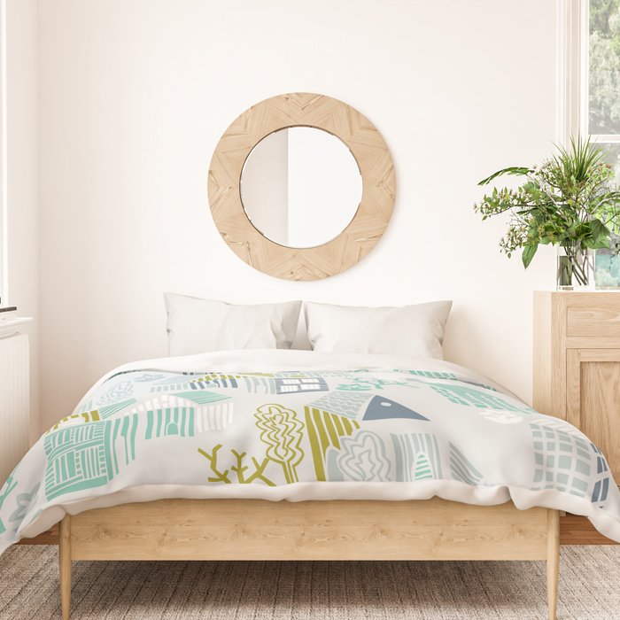 bonjour ma vie; City life collection, soft grey  Duvet Cover Gallery Image 3