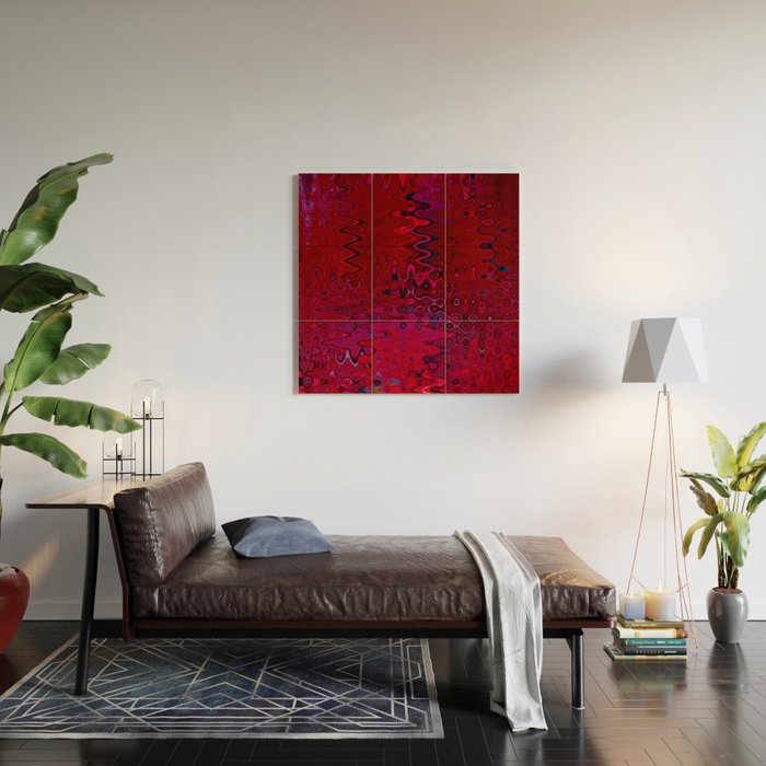 Red And Purple Abstract Painting Wood Wall Art Gallery Image 2
