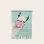 Bubble Gum Sneaky Llama in Green Wall Hanging Gallery Image 1