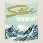 2021 Ski Stowe Vermont Vintage Poster  Wall Tapestry Gallery Image 4