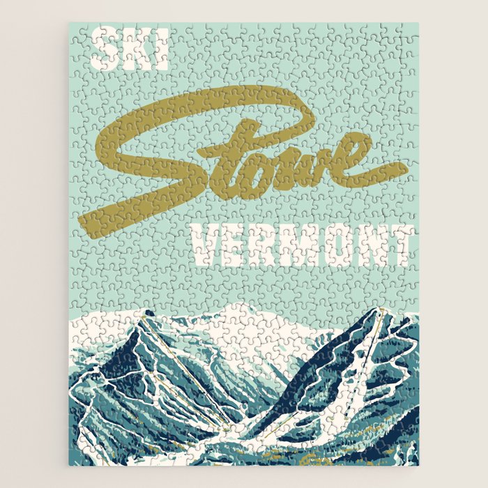 2021 Ski Stowe Vermont Vintage Poster  Jigsaw Puzzle Gallery Image 1