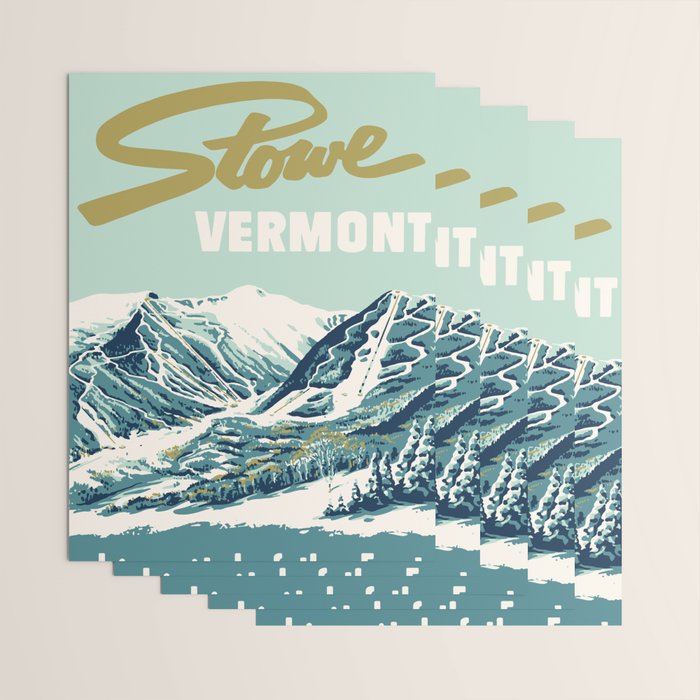 2021 Ski Stowe Vermont Vintage Poster  Wrapping Paper Gallery Image 3
