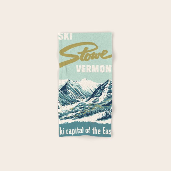2021 Ski Stowe Vermont Vintage Poster  Bath Towel Gallery Image 1