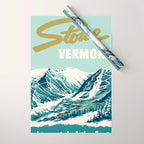 2021 Ski Stowe Vermont Vintage Poster  Wrapping Paper Gallery Image 1