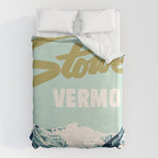 2021 Ski Stowe Vermont Vintage Poster  Duvet Cover Gallery Image 6