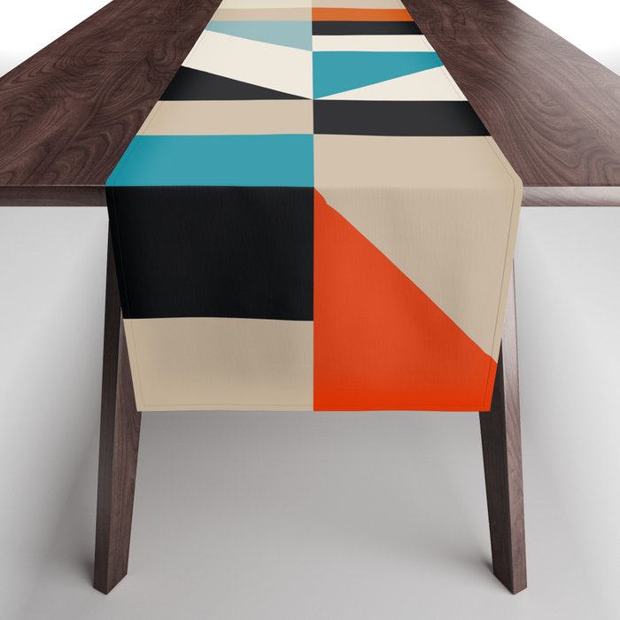 Modern Abstract Geometric Bold Colorful Artwork Table Runner Gallery Image 1