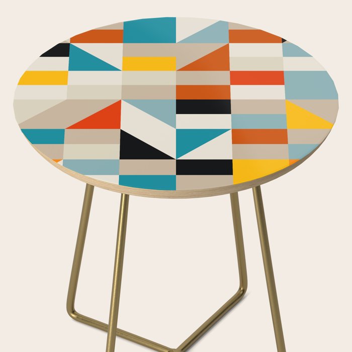 Modern Abstract Geometric Bold Colorful Artwork Side Table Gallery Image 2