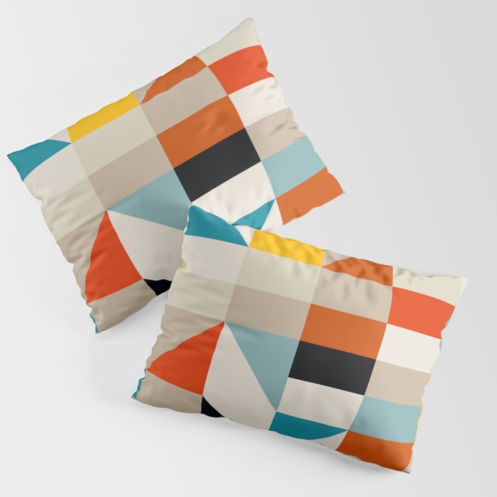 Modern Abstract Geometric Bold Colorful Artwork Pillow Sham Gallery Image 1