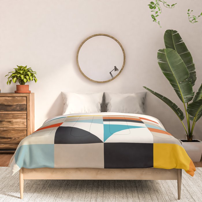 Modern Abstract Geometric Bold Colorful Artwork Comforter Gallery Image 3