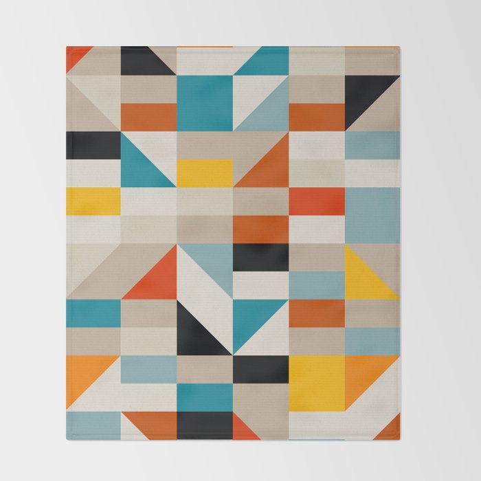 Modern Abstract Geometric Bold Colorful Artwork Throw Blanket Gallery Image 2