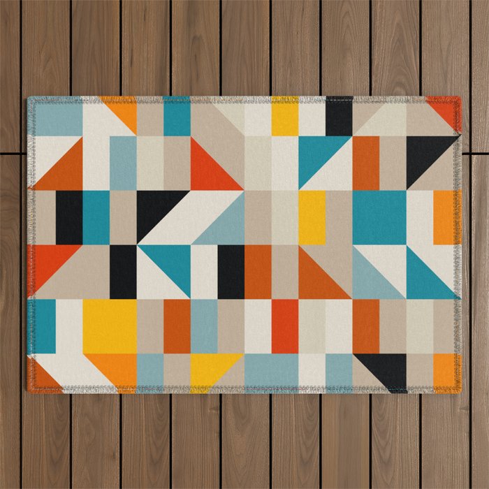 Modern Abstract Geometric Bold Colorful Artwork Outdoor Rug Gallery Image 1