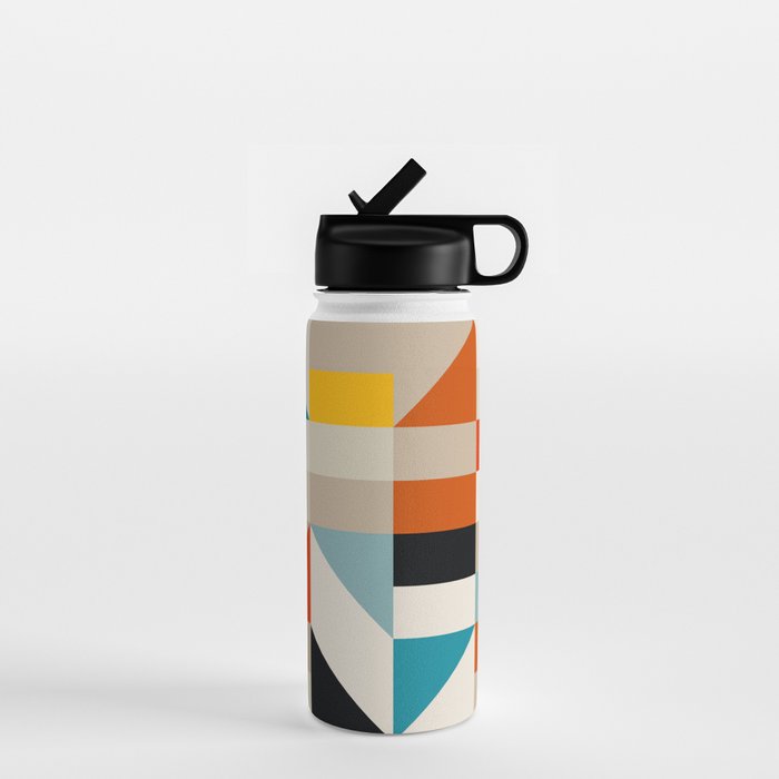 Modern Abstract Geometric Bold Colorful Artwork Water Bottle Gallery Image 1
