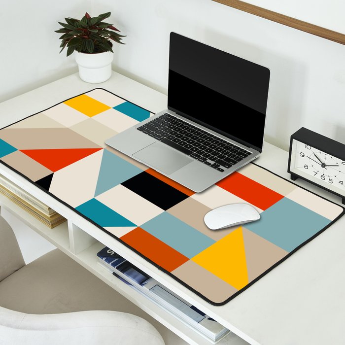 Modern Abstract Geometric Bold Colorful Artwork Desk Mat Gallery Image 2