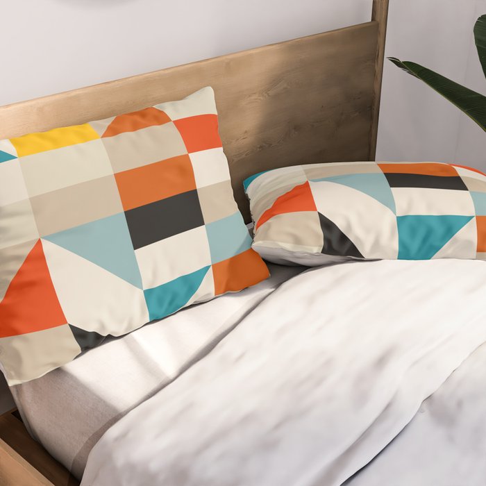 Modern Abstract Geometric Bold Colorful Artwork Pillow Sham Gallery Image 2