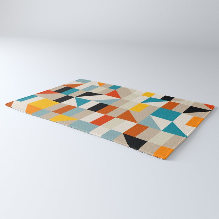 Modern Abstract Geometric Bold Colorful Artwork Rug Gallery Image 3